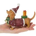 Decorative dachshund figurine with gift package and hat, 18cm | Floristik24.ie
