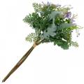 Decorative bouquet, purple silk flowers, spring decorations, artificial asters, carnations and eucalyptus