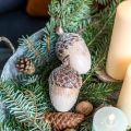 Floristik24 Decorative acorns covered with snow, ceramic decorations, Advent, winter autumn decorations L9.5 4pcs