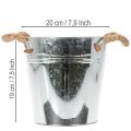 Decorative bucket flower pot metal with rope handles Ø20cm | Floristik24.ie