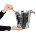 Decorative bucket flower pot metal with rope handles Ø20cm | Floristik24.ie