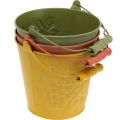 Floristik24 Decorative bucket of fruits washed yellow, orange, green Ø15cm H14cm set of 3