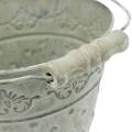 Floristik24 Decorative bucket, washed white, with handle Ø20.5cm, planter, metal decoration