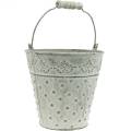 Floristik24 Decorative bucket metal white washed Ø18.5cm planter dotted metal decoration