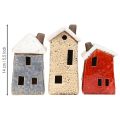 Decorative house ceramic cream red grey 10/12/13.5cm 3 pieces | Floristik24.ie