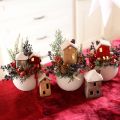 Decorative house ceramic cream red grey 10/12/13.5cm 3 pieces | Floristik24.ie