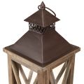 Decorative Lantern Wood Vintage Wooden Lantern Brown 17×17×50cm | Floristik24.ie