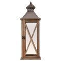 Decorative Lantern Wood Vintage Wooden Lantern Brown 17×17×50cm | Floristik24.ie