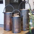 Floristik24 Decorative lanterns, lantern metal hole pattern H35.5/31/25cm set of 3