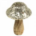 Floristik24 Deco mushroom wood wooden mushroom with golden mosaic pattern H12cm