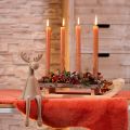 Decorative sleigh wood bark 4 candle holders 40×12.5cm | Floristik24.ie