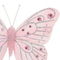 Floristik24 Decorative butterfly pink with mica 10.5cm 3pcs