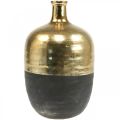 Floristik24 Decorative Vase Black/Gold Flower Vase Ceramic Ø18cm H29cm