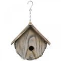 Decorative Bird House Wooden Decorative Nesting Box with Natural Bark White Washed H23cm W25cm