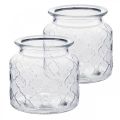 Floristik24 Decorative lantern diamond pattern, glass vessel, glass vase, candle decoration 2pcs