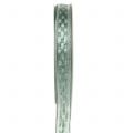 Floristik24 Decorative ribbon mint green with silver 15mm 25m