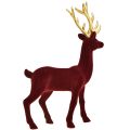 Floristik24 Deco Deer Reindeer Bordeaux Gold Figurine Flocked H37cm
