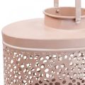 Floristik24 Decorative lantern oval pink lantern table decoration metal 27×16×23cm
