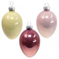 Floristik24 Deco Easter eggs to hang up glass pink/green Easter decorations 6 pieces