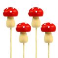 Floristik24 Decorative mushroom toadstool plug red 3.5cm L30cm 12pcs