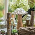 Floristik24 Deco mushroom wood wooden mushroom with golden mosaic pattern H17cm