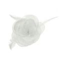 Floristik24 Decorative rose with feathers on clip white 2pcs