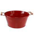 Floristik24 Decorative bowl with handles metal flower bowl red Ø29cm H14.5cm