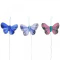 Deco butterflies feather butterfly pink, blue 6cm 24p