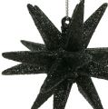 Floristik24 Deco stars black mica 7,5cm 8pcs
