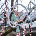 Floristik24 Decorative Birds Wood for hanging Bird with flower Mobile H30cm 3pcs