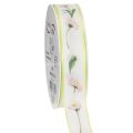Floristik24 Gift ribbon with a Bellis floral pattern for crafting and packaging, 25mm x 20m