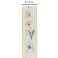 Gift ribbon with a Bellis floral pattern for crafting and packaging, 25mm x 20m | Floristik24.ie