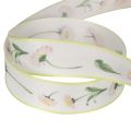 Gift ribbon with a Bellis floral pattern for crafting and packaging, 25mm x 20m | Floristik24.ie