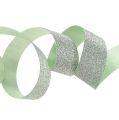 Floristik24 Decorative ribbon light green with mica 10mm 150m