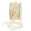 Floristik24 Deco ribbon with pearls cream 20mm 5m