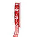 Floristik24 Deco ribbon red with flowers 15mm 20m