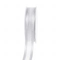 Floristik24 Decorative ribbon white with lurex 25mm 20m