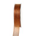 Floristik24 Decorative ribbon with lurex strips copper 25mm 20m