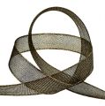 Deco ribbon with lurex stripes black 25mm 20m | Floristik24.ie