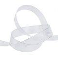 Decorative ribbon with lurex stripes silver 25mm 20m | Floristik24.ie