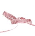 Floristik24 Deco ribbon with snowflake pink 15mm 15m