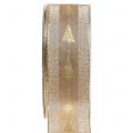 Floristik24 Decorative ribbon gold with fir 40mm 15m