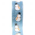 Floristik24 Deco ribbon with snowman blue 40mm 20m