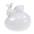 Floristik24 Decorative figure bunny on egg white 8.5cm 2pcs