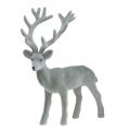 Floristik24 Deco figure deer flocked gray 22cm 3pcs