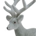 Floristik24 Deco figure deer flocked gray 22cm 3pcs