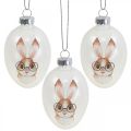 Floristik24 Deco hanger glass deco eggs rabbit with glasses glitter 5x8cm 6pcs