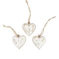 Floristik24 Decorative hangers wood wooden hearts natural white gold vintage 6cm 8pcs