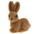 Floristik24 Deco rabbit flocked brown 8.5cm 6pcs