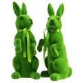 Floristik24 Decorative rabbits sitting green flocked H27.5cm 2pcs